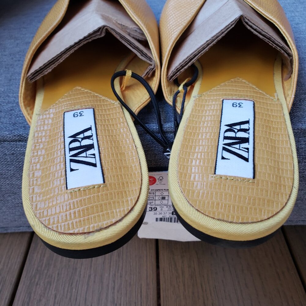 Zara Yellow Pointed Toe Mule Clogs - Picture 8 of 8